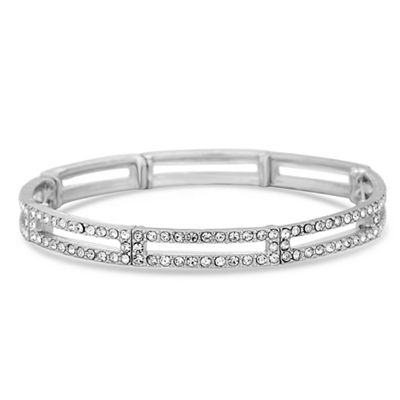 Pave crystal link stretch bracelet